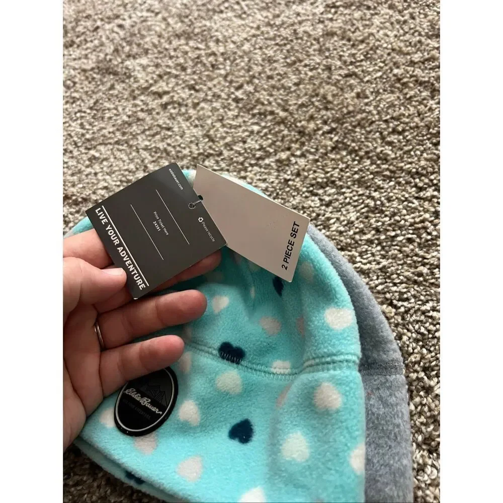 Eddie Bauer Kids Fleece Hat Set NEW Size S/M